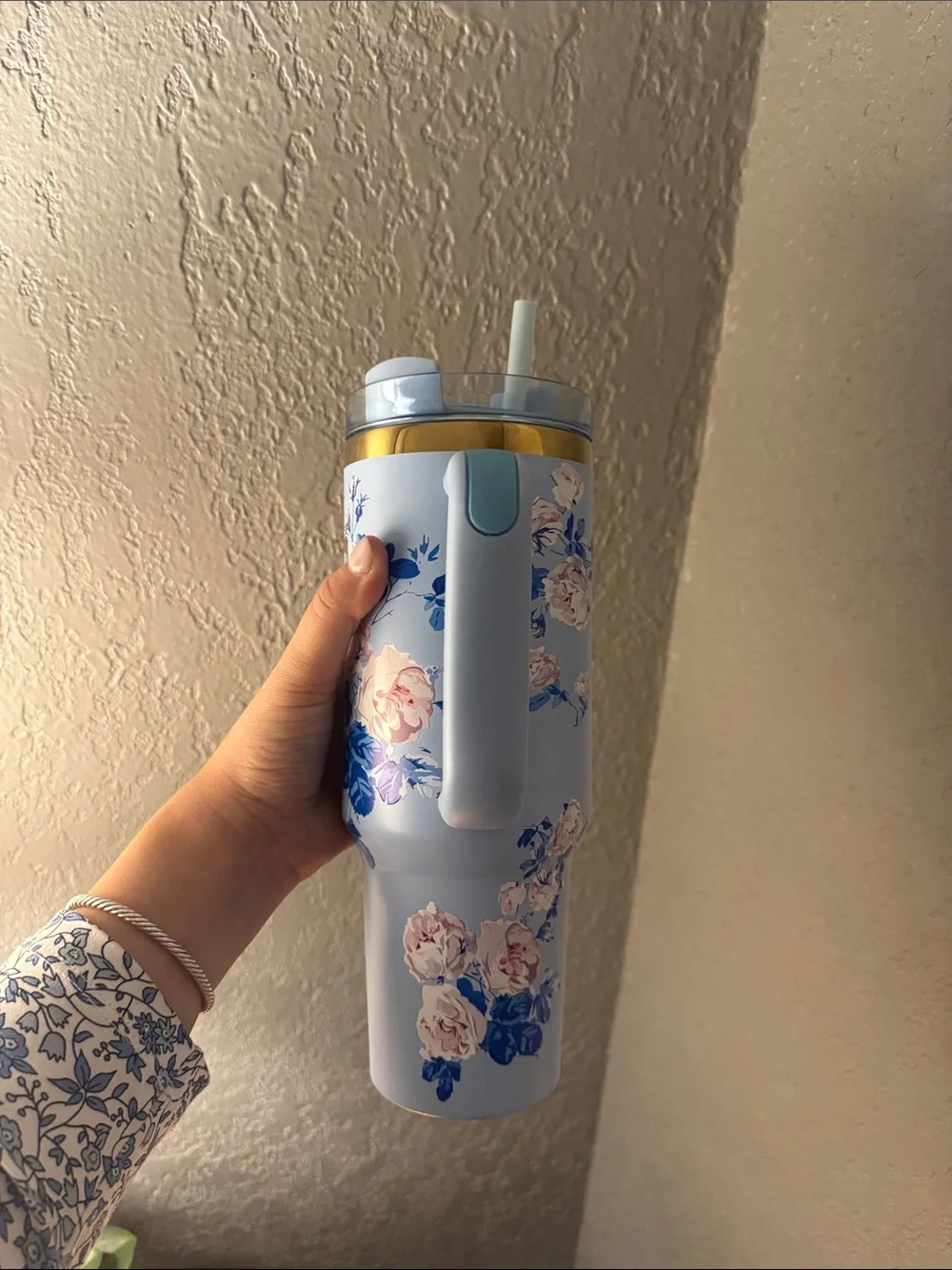 Love Shack Fancy x Stanley Light Blue Floral Insulated Cup